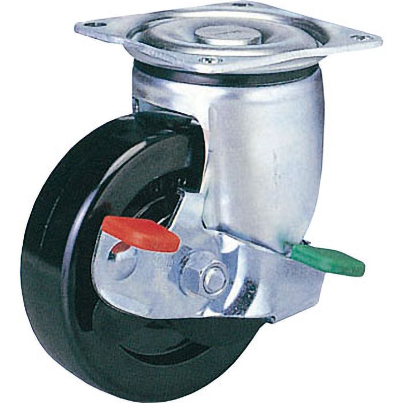 NO.107HB-PS 100HB-P トラック型 重量用ローラーベア入り 特殊合成樹脂車輪 内村製作所 フェノール樹脂車輪 材質(本体)鉄 ストッパー付トラック型 許容荷重260daN 取付高130mm