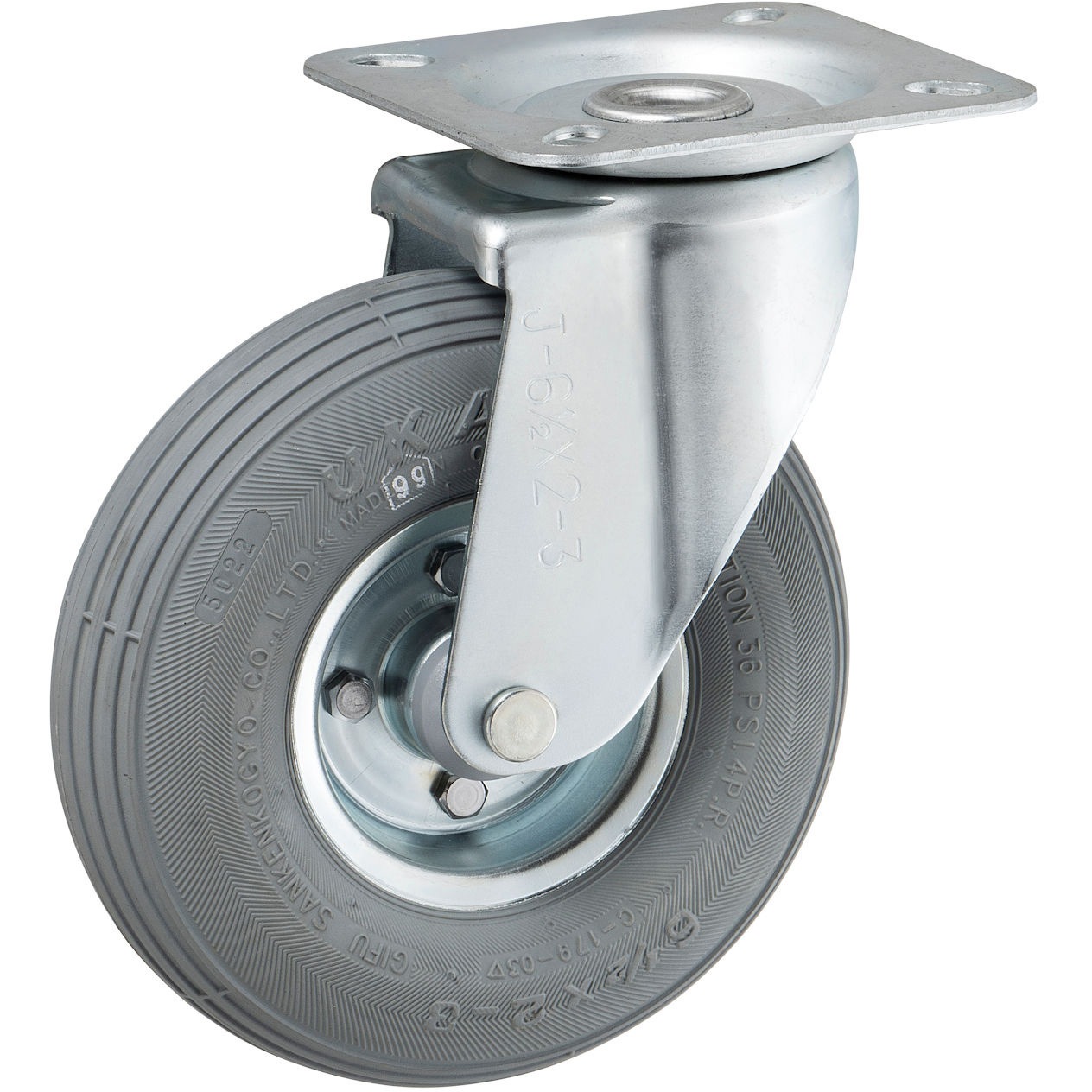 HLJ61/2-2-3-GRAY HLJ型 産業車輌用旋回キャスター ウカイ(岐阜産研工業) チューブ空気入りタイヤ 許容荷重60daN 取付高210mm