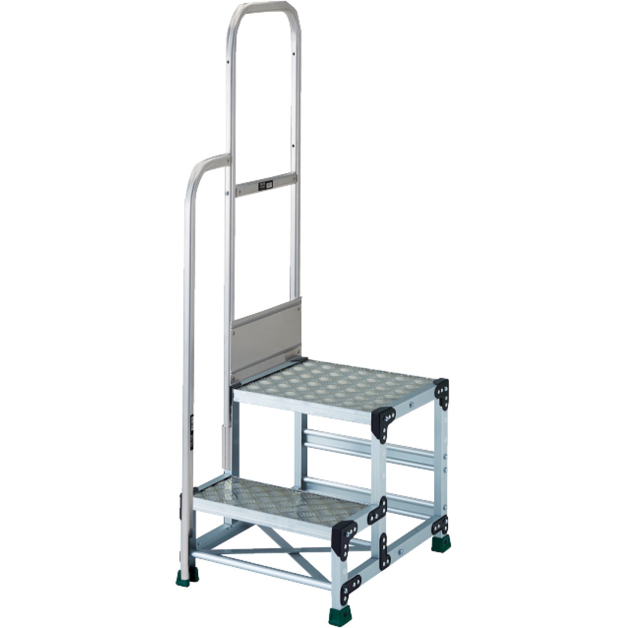 TRUSCO 作業用踏台TSF-257 TSFC-257-TK350 アルミ製作業用踏台 縞板タイプ 2段 階段片手すり付