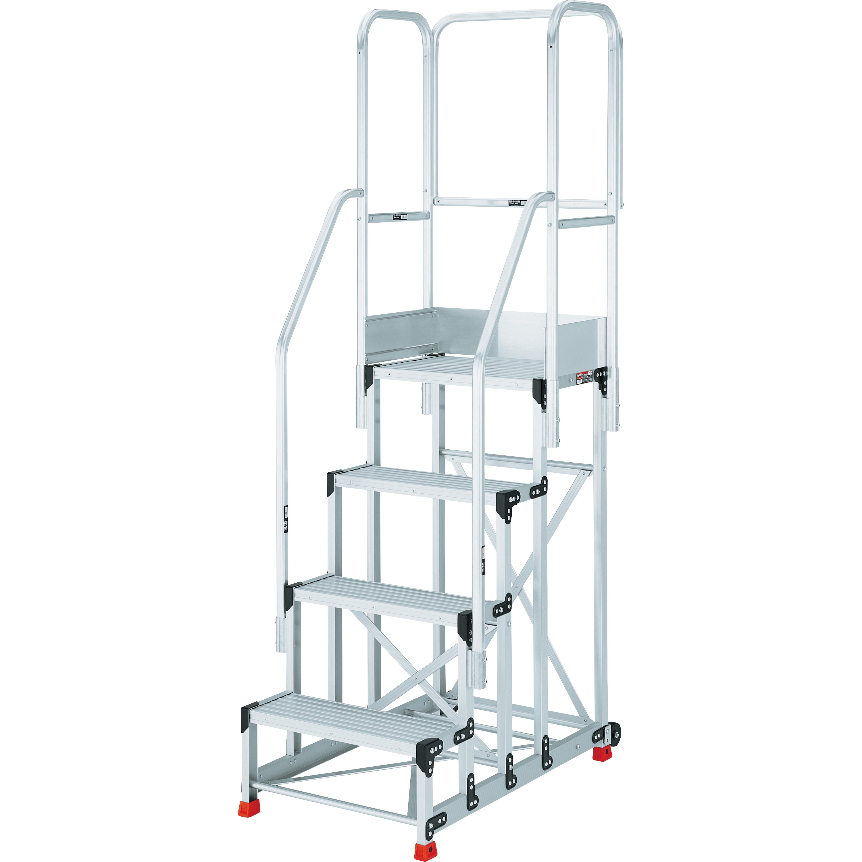 tm　出来立て　秀品２Ｌ　3Ｋ TSF-4610-TF250 アルミ製作業用踏台TSF型 4段 手すりセット ( フル