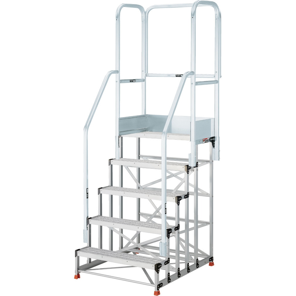 TSFGR-510125-TF250 アルミ製作業用踏台 グレーチングタイプ 5段 フルセット手すり付 TRUSCO 段高250mm  TSFGR-510125-TF250