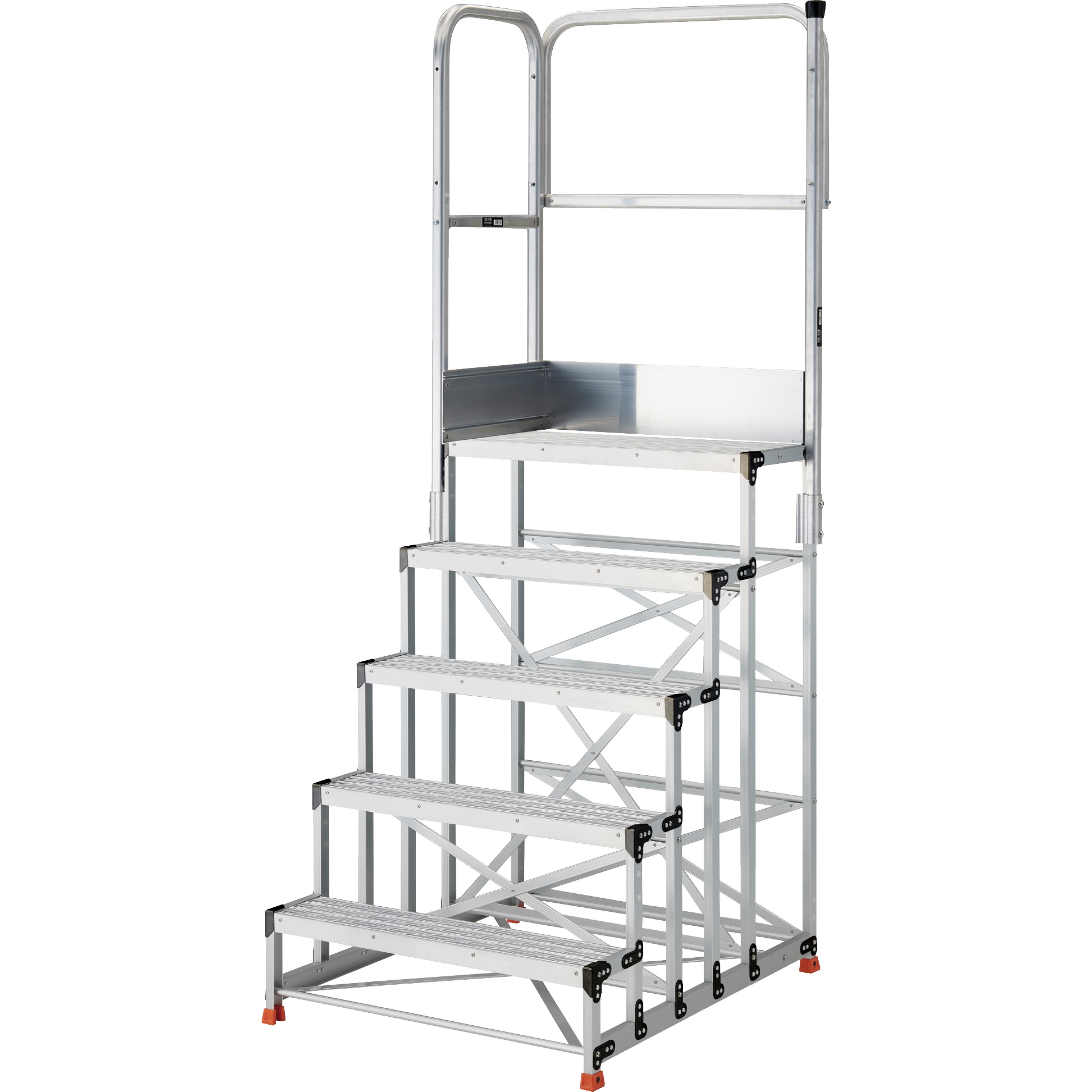 TSFGR-510125-TL250 アルミ製作業用踏台 グレーチングタイプ 5段 天場二方手すり付 TRUSCO 段高250mm  TSFGR-510125-TL250