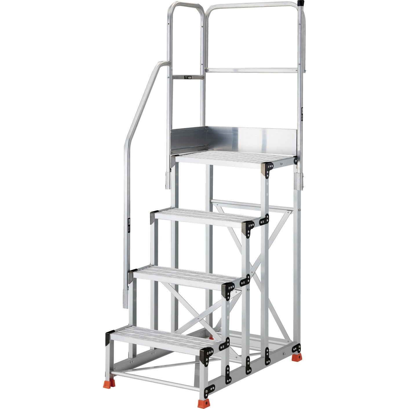 TSFGR-4610-TKL250 アルミ製作業用踏台 グレーチングタイプ 4段 階段片手すり天場二方付 TRUSCO 段高250mm  TSFGR-4610-TKL250