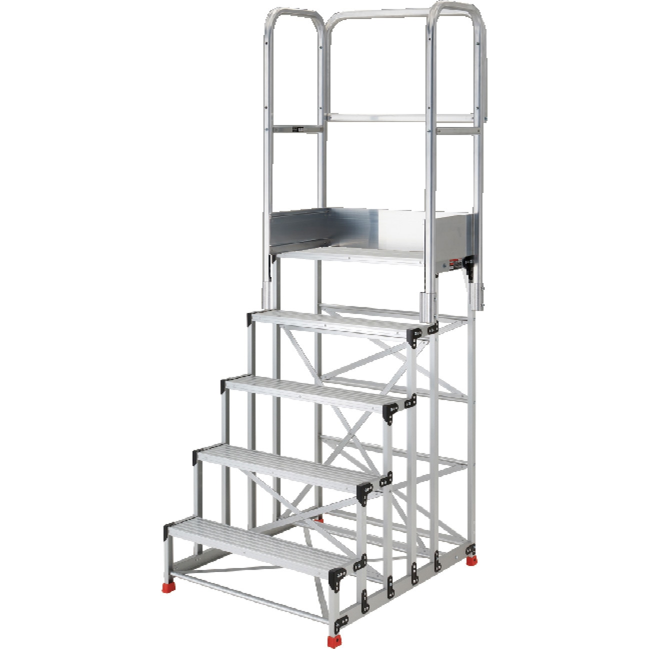 TSF-510125-TS250 アルミ製作業用踏台 5段 天場三方手すり付 TRUSCO 段高250mm  TSF-510125-TS250