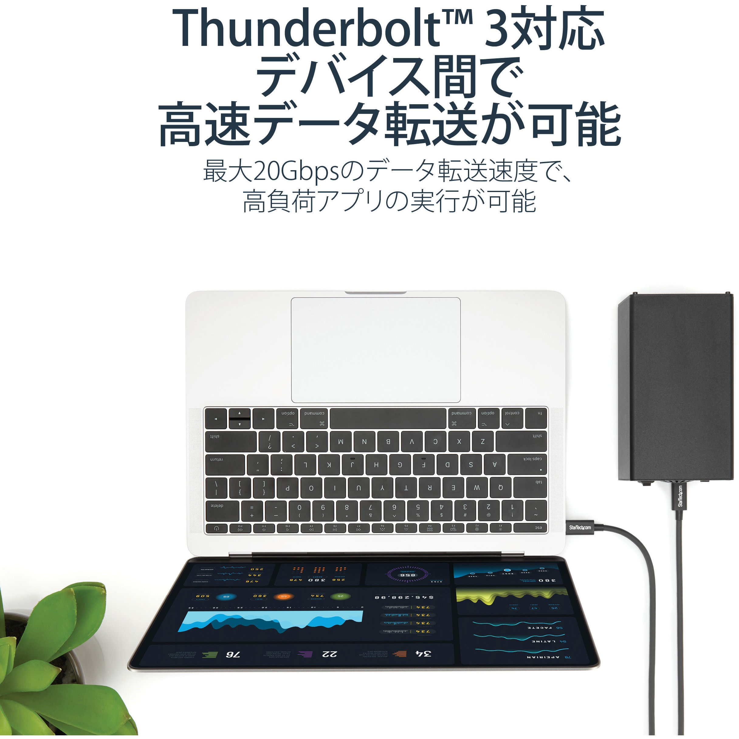 TBLT3MM1M Thunderbolt 3ケーブル/20Gbps/Thunderbolt 4 USB-C