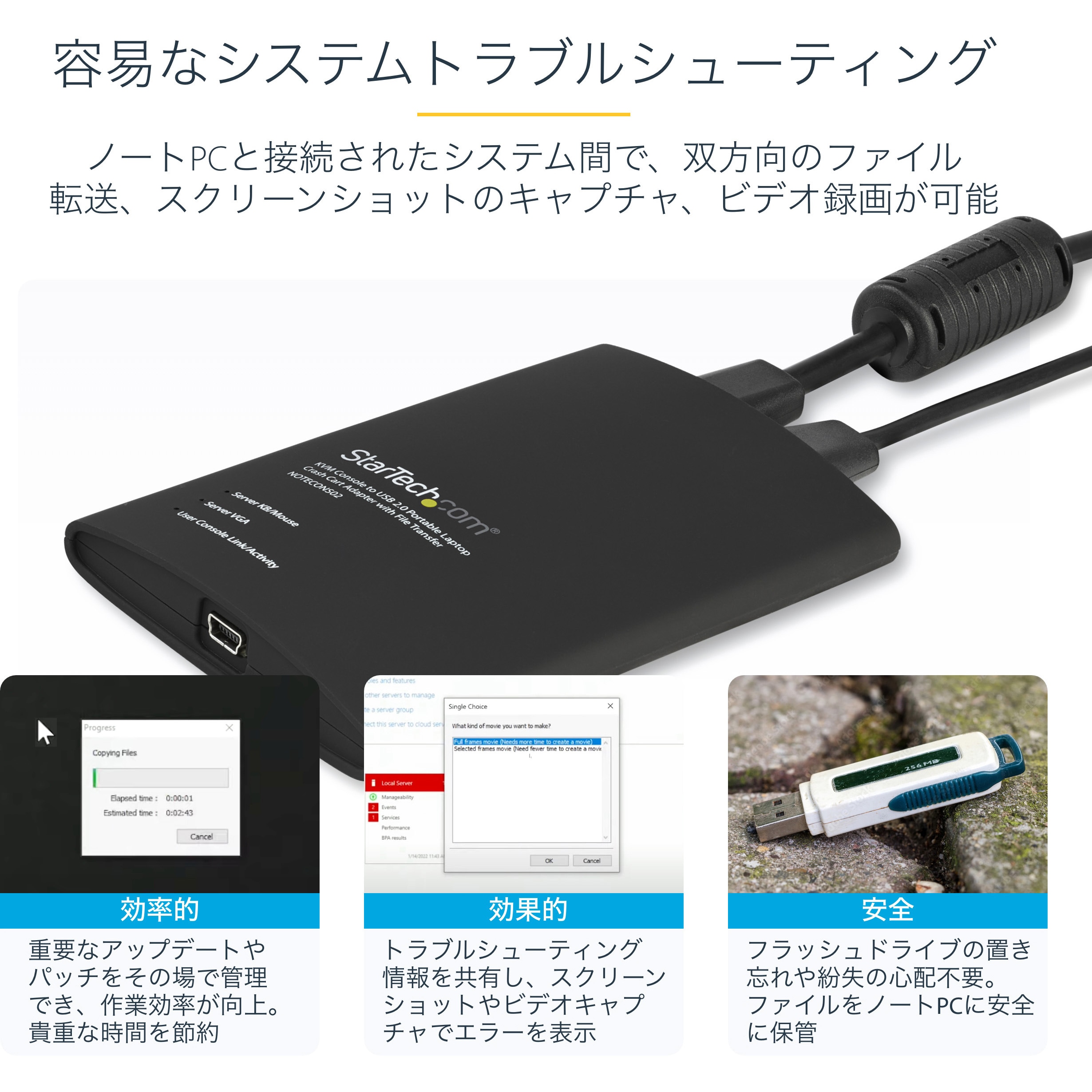 NOTECONS02 ノートパソコン接続KVMコンソール アダプタ USB接続