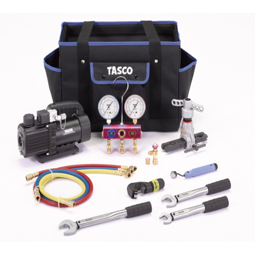 イチネン TASCO エアコン工具セット TA23AB 真空ポンプ逆止弁付 ほか TA23AB エアコン工具セット イチネンTASCO ホース長さ92cm TA23AB