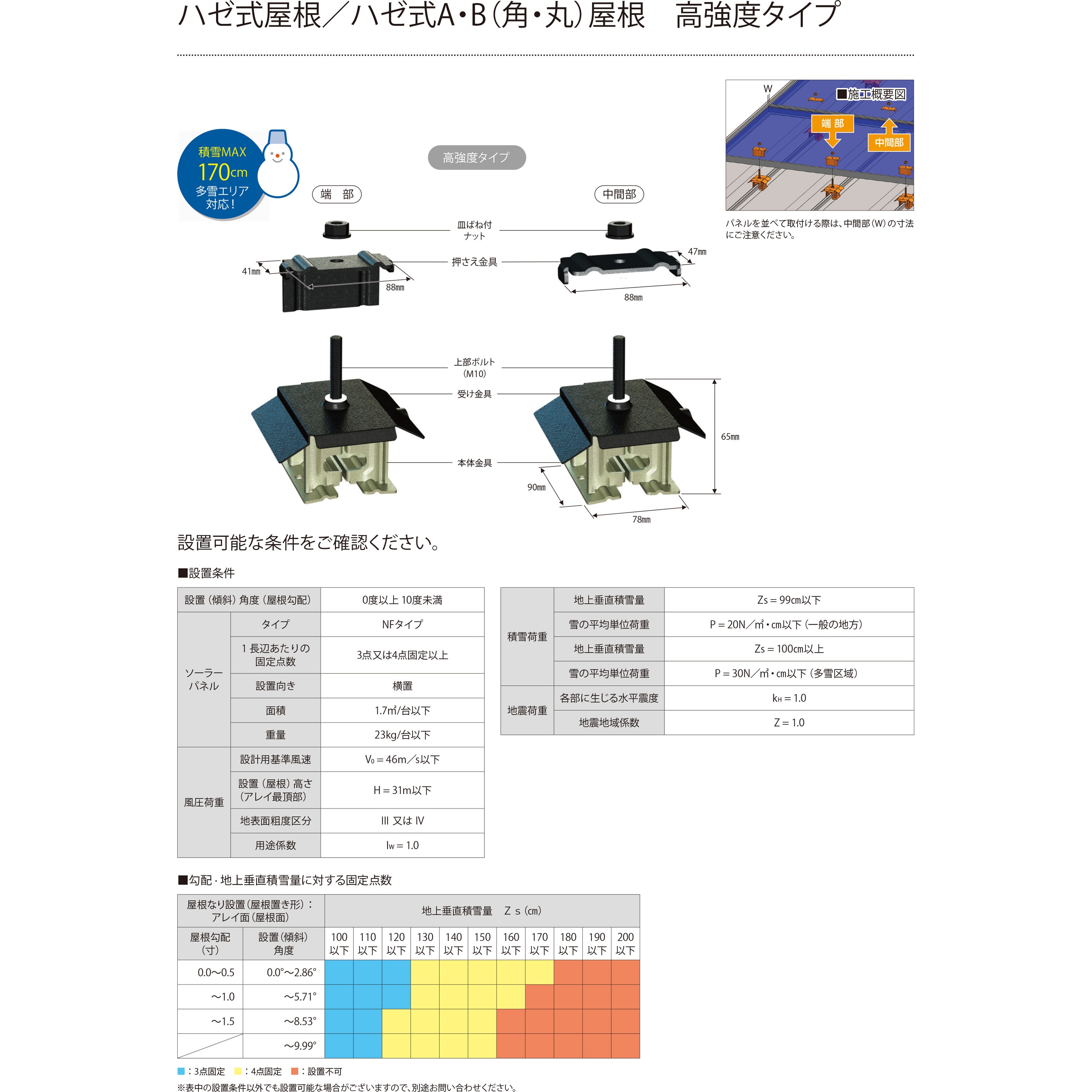 SA1BB1572-7 角ハゼ直付ソーラー金具 高強度タイプ 1組 サカタ製作所