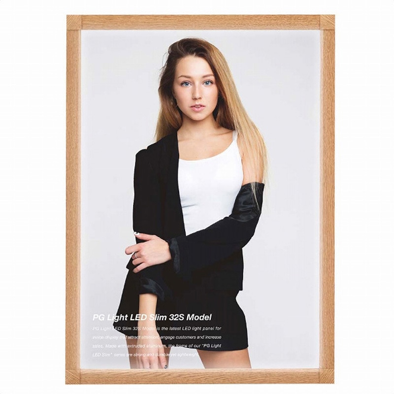 7660-176 フロントオープンLEDスリムパネル スタンド仕様 ストア・エキスプレス 木目調色 サイズB2