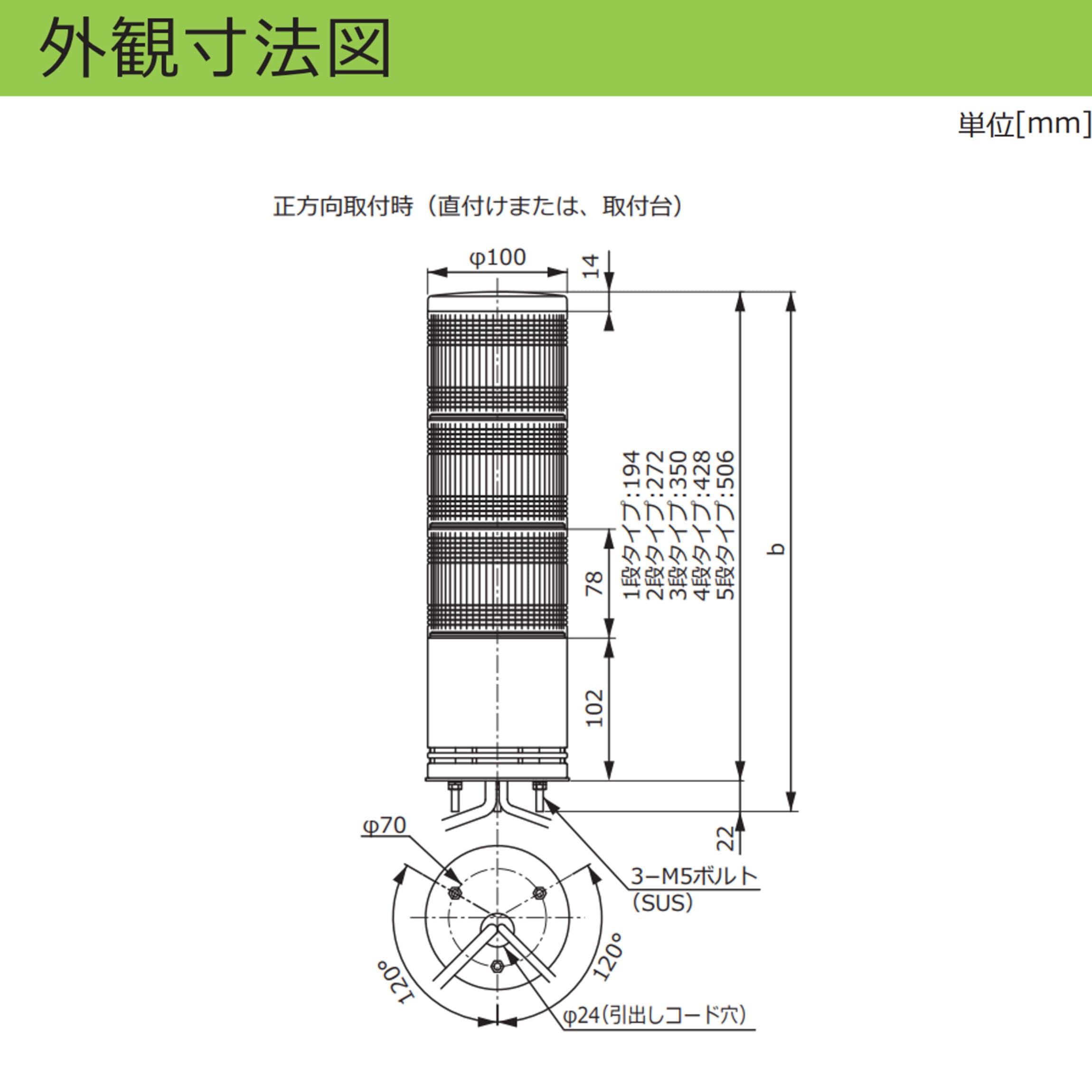 UTL-100-3-RYG 積層式LED表示灯 Φ100 UTLシリーズ アロー&ハーモニー