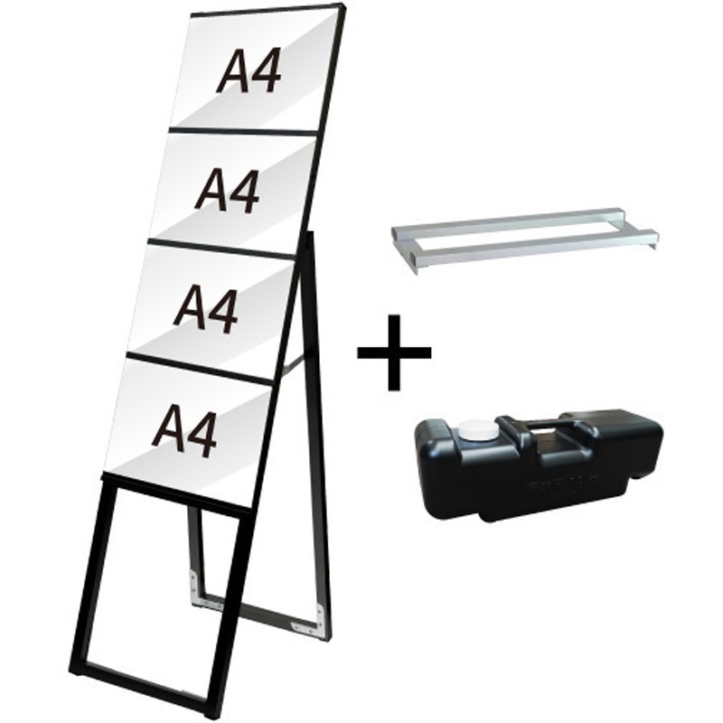 BELSK-A4Y4K-3SET ブラックイージーリンクスタンド看板 A4横4片面 ウエイトアーム・水タンクセット 1台 常磐精工 【通販モノタロウ】