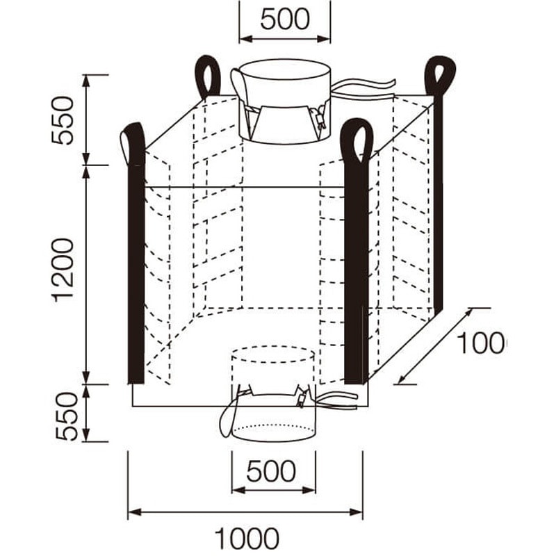 CUBE フレコンバック HIDAX ワンウェイタイプ 容量1200L