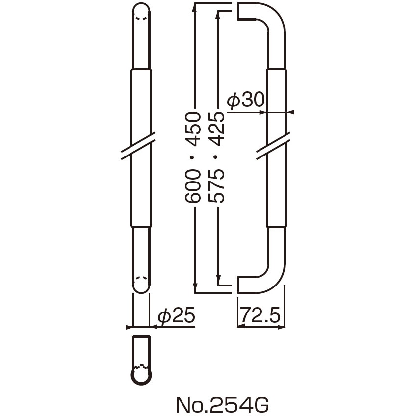シロクマ NO-254G G型丸棒取手大クローム/ウッド G型 丸棒取手 大 クローム&frasl;ウッド シロクマ NO-254G