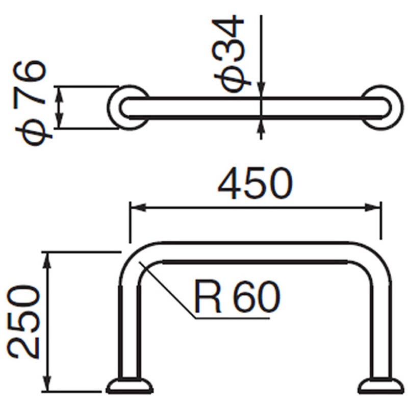 No.862 丸棒手すり[和風便器用] No.862 1本 シロクマ 【通販モノタロウ】