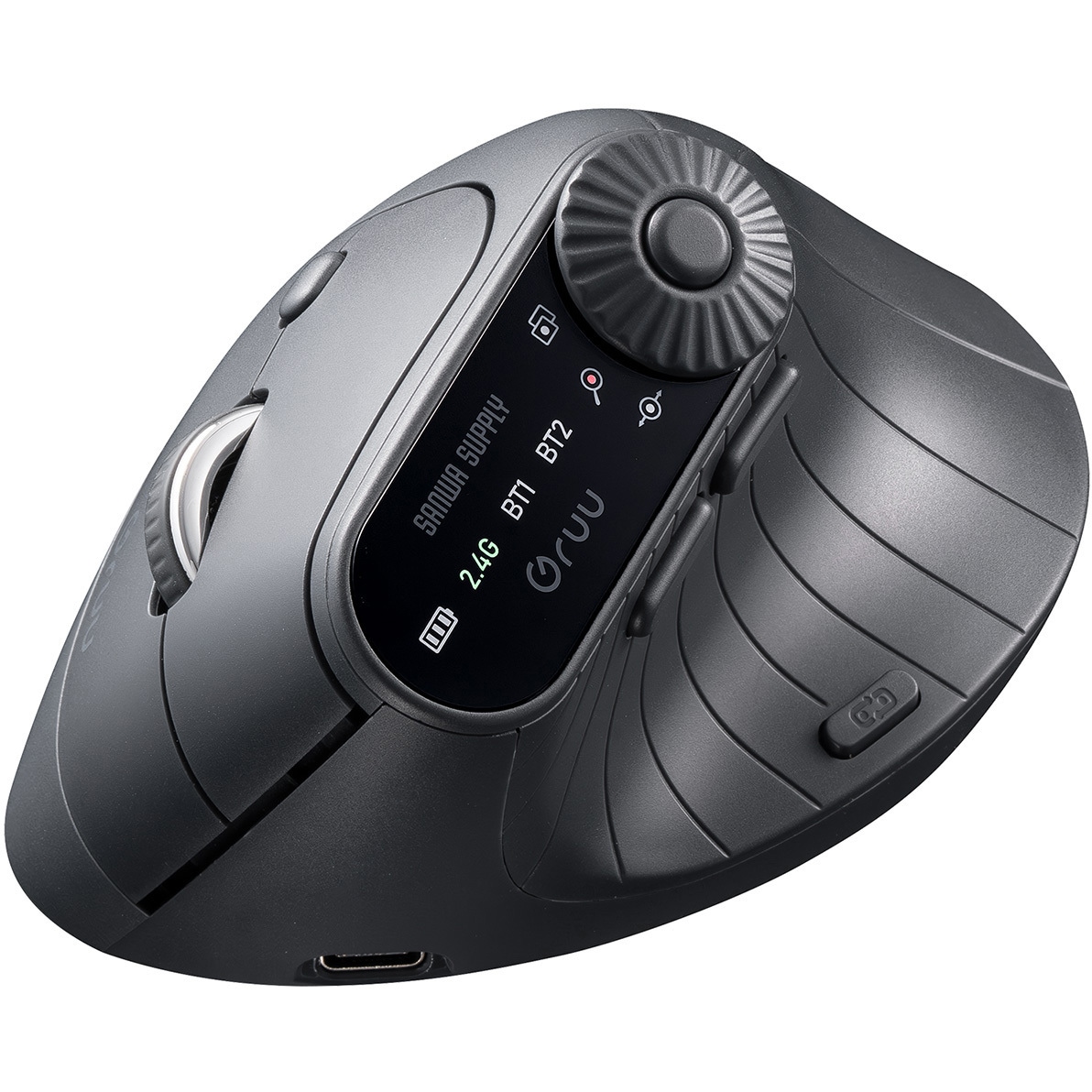400-MAWBT196BK ブルーLEDマウス Bluetooth/ワイヤレス 充電式 サンワダイレクト USB Aコネクタ ブラック色 内蔵バッテリー