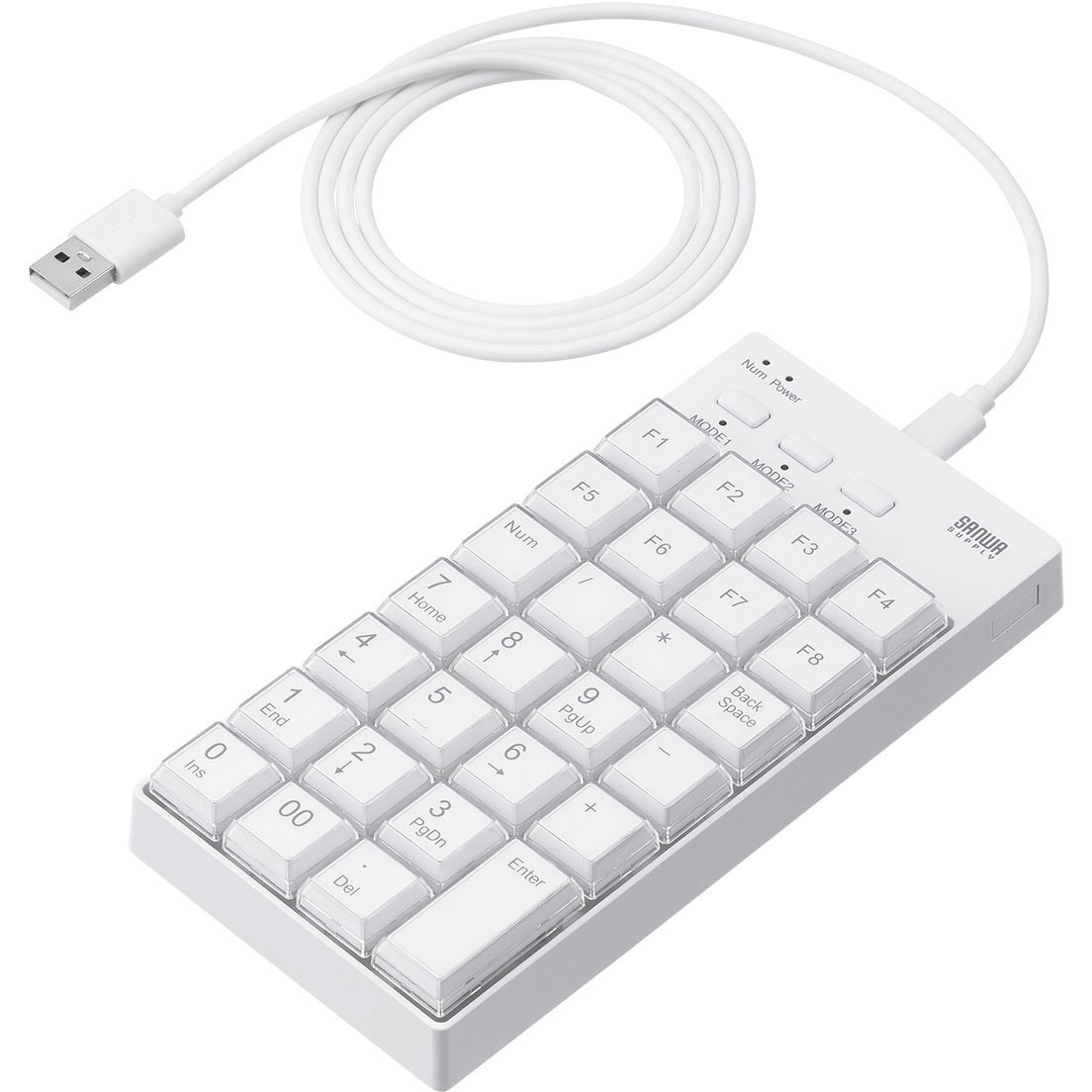 400-NT009 テンキー ケーブル プログラマブル サンワダイレクト USB A有線接続 ホワイト色