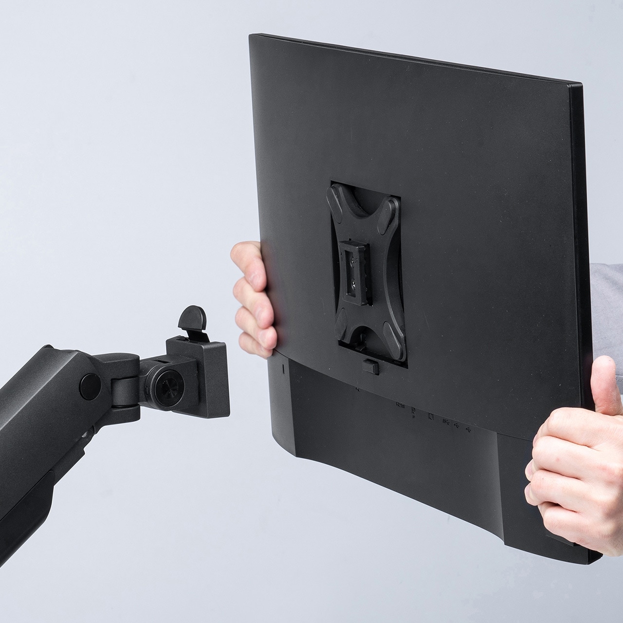 調光機能付き デュアルLED光源ブラック モニターアーム 100-LACD009BK 液晶モニタアーム サンワダイレクト ブラック色 100
