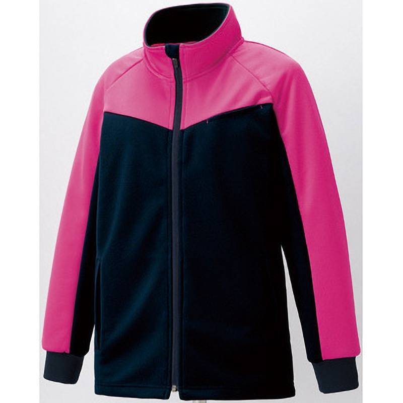 KZN244-23 ジャージジャケット KZN244 KAZEN 男女兼用 アクションニット ネイビー×ピンク色 サイズSS