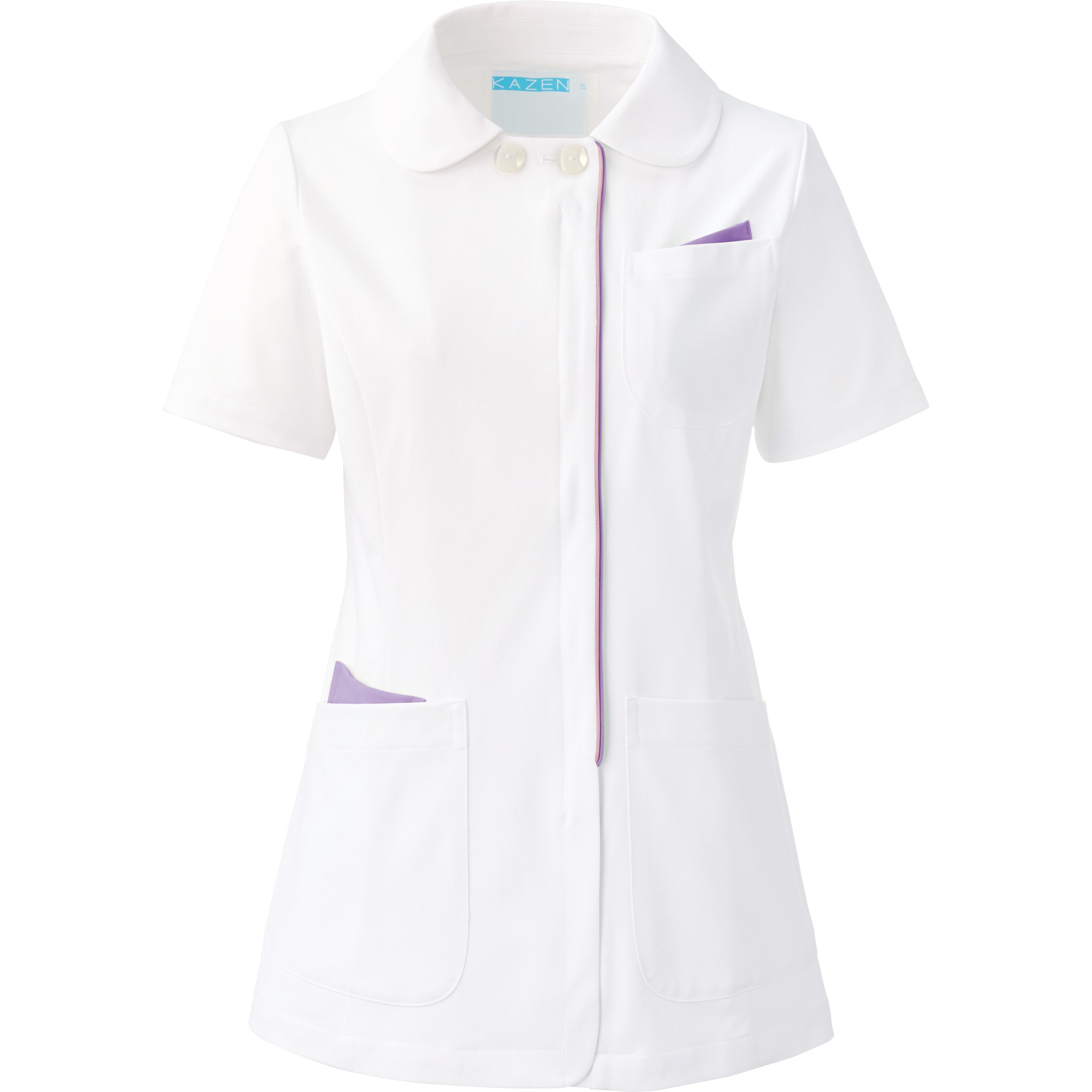 072-24 レディスジャケット半袖 072 KAZEN ホワイト×ラベンダー色 L 4,874円