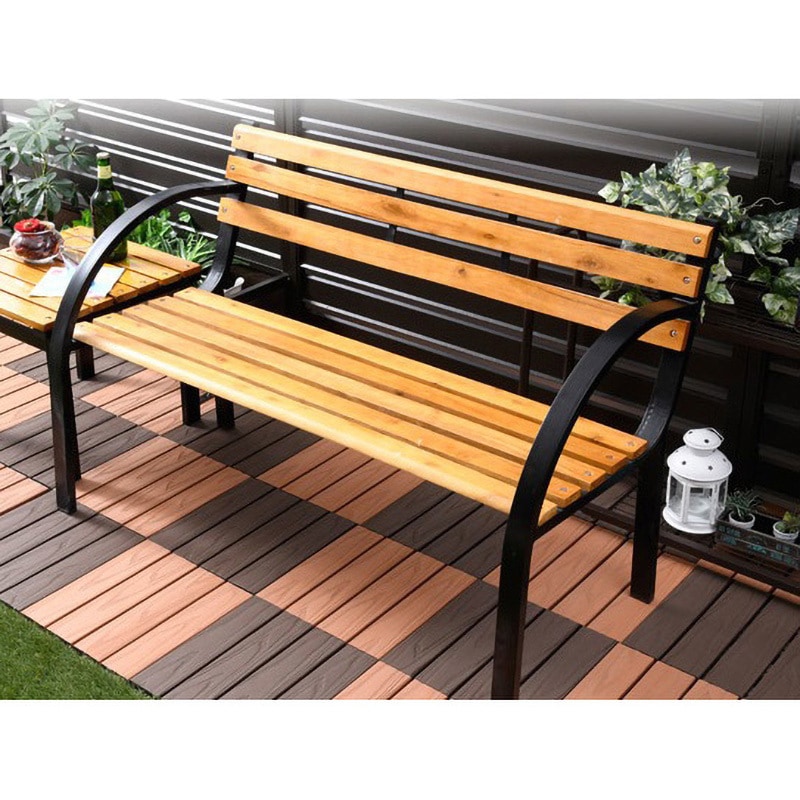 新品未使用箱不良　山善　ガーデンベンチ 天然木製 LC-D08C(NA/BK) LC-D08C(NA/BK) ガーデンベンチ YAMAZEN(山善) 本体幅1120mm奥行580mm