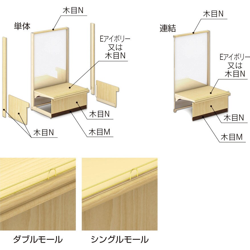 木目調パン什器EWB片面ボード 単体