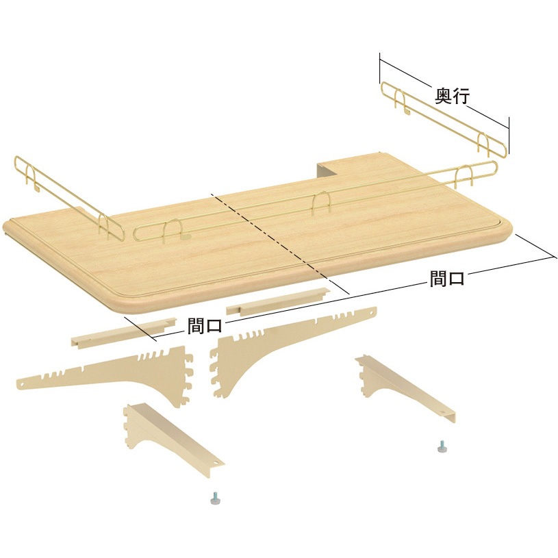 504-88 木目調パン什器EW用EWエンド棚セット 1セット 中日販売 【通販モノタロウ】