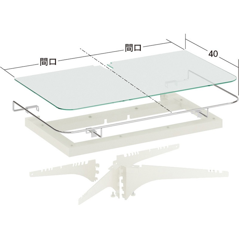 505-91 シルキー色パン什器用EC1本柱エンド用アクリル棚セット 1セット 中日販売 【通販モノタロウ】