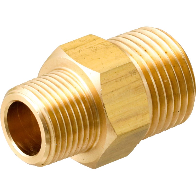 六角ニップル 異径 黄銅製 モノタロウ 呼び径PT3/8×PT1/2 - 【通販