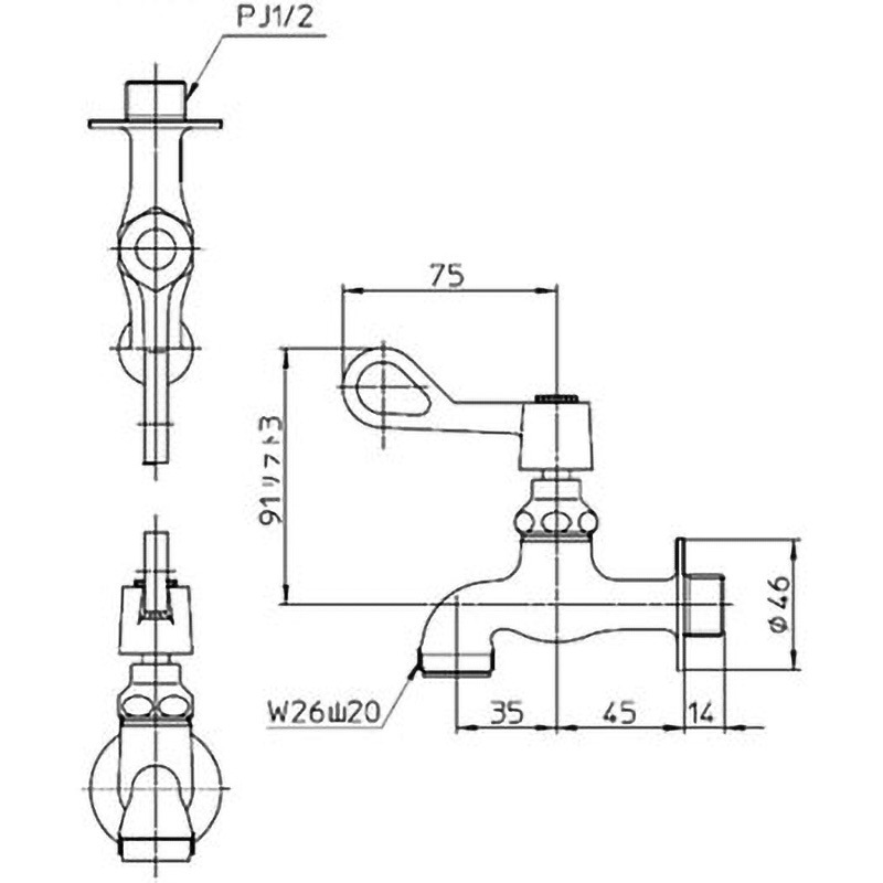 A1310F-13 厨房用自在水栓本体 SANEI レバーハンドル 呼び径13mm A1310F-13 厨房用自在水栓本体 SANEI レバーハンドル 呼び径13mm