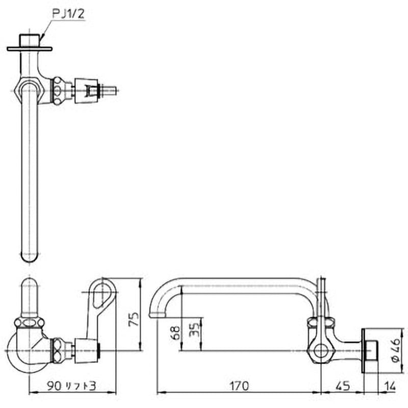 A2310-13 厨房用横型自在水栓 SANEI 横形 レバーハンドル 呼び径13mm 二条ネジ仕様 A2310-13 - 【通販モノタロウ】