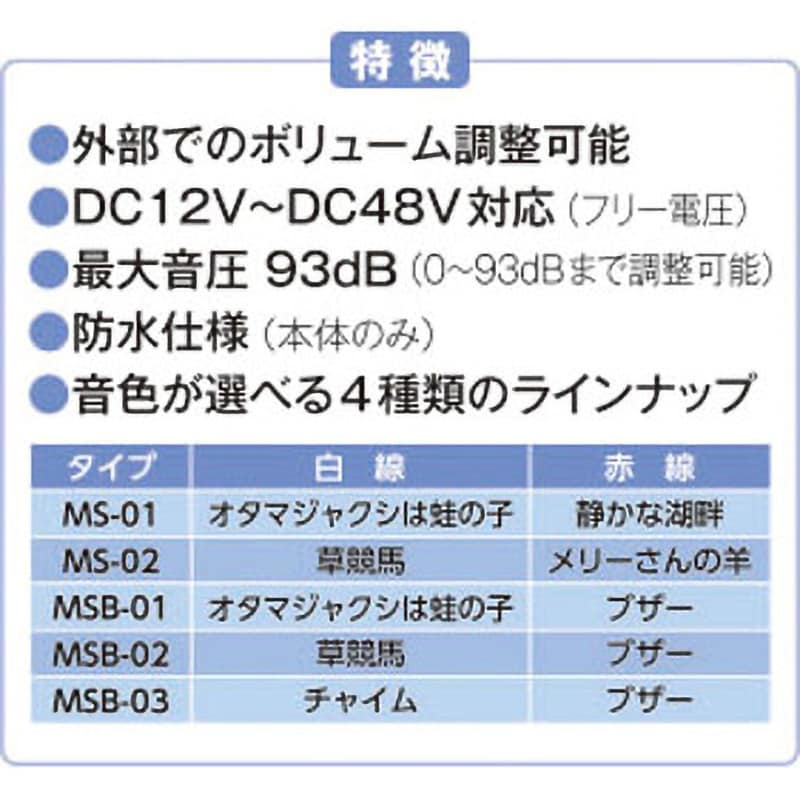 MS-01 小型前後進メロディアラーム 1台 ナスト 【通販モノタロウ】