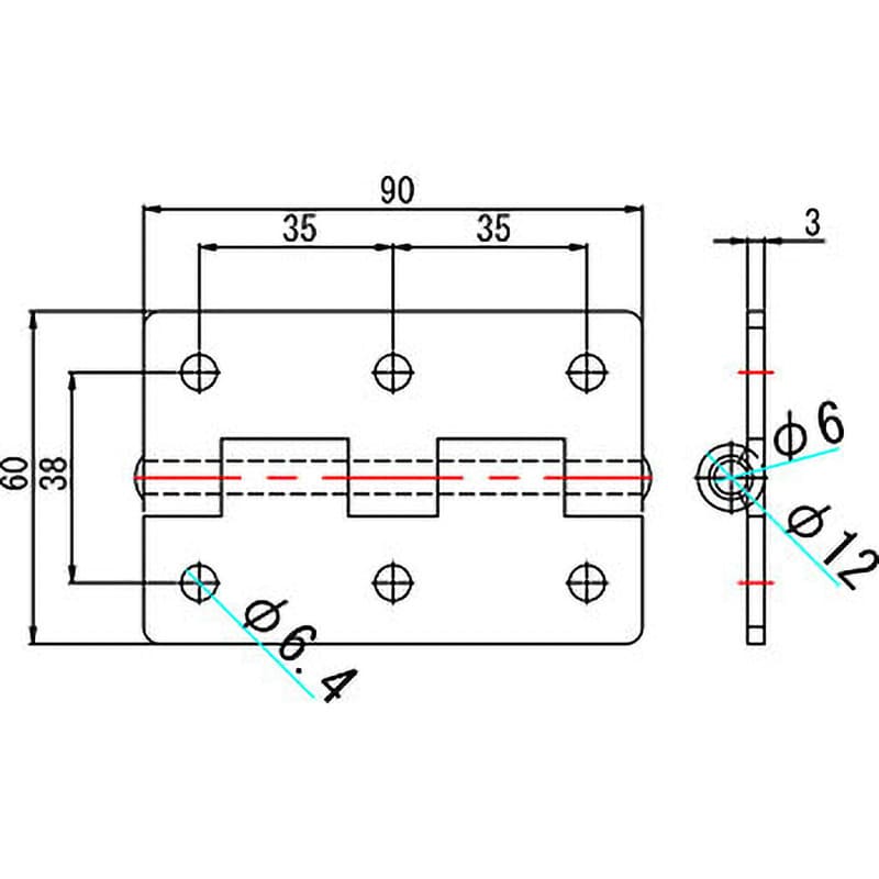 CH-002-90 ステンレス蝶番(SUS304/バフ研磨) 1個 ノーブランド CH-002-90 ステンレス蝶番(SUS304/バフ研磨) 1個 ノーブランド