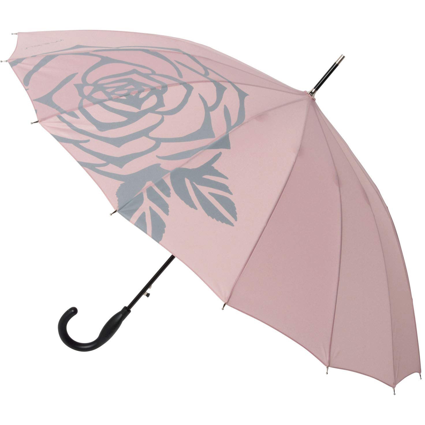 傘骨黒薔薇 海外マステ 切り売り SMV-40232 ジャンプ傘 16本骨傘 58cm mabu(マブ) ローズ色 SMV-40232
