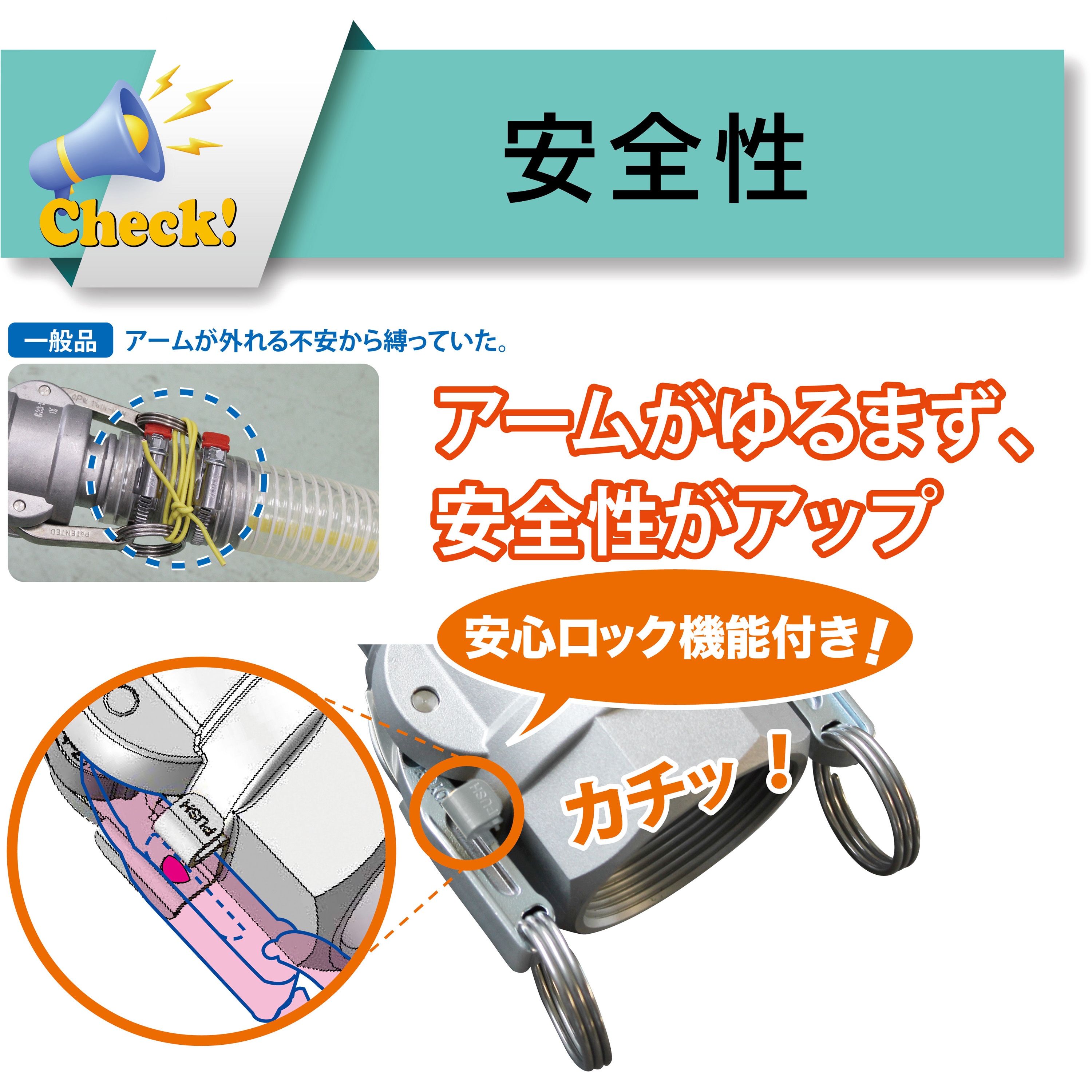 TC3-CS19 漏れ抜け防止ホース継手 カムロックタイプ ステンレス製[トヨ