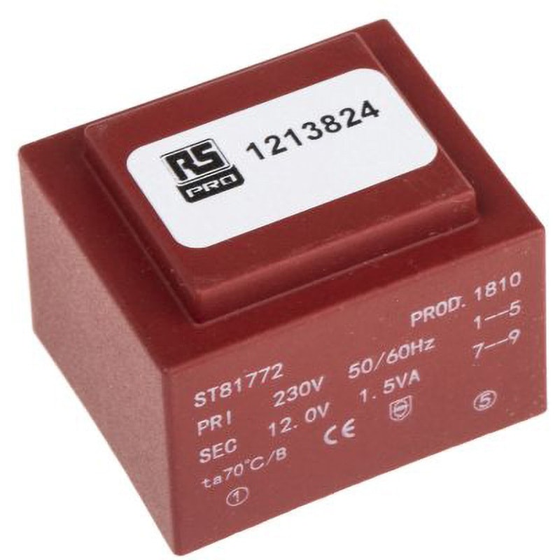 121-3824 RS PRO 基板実装用トランス RS PRO AC230V 定格二次電圧(V):1