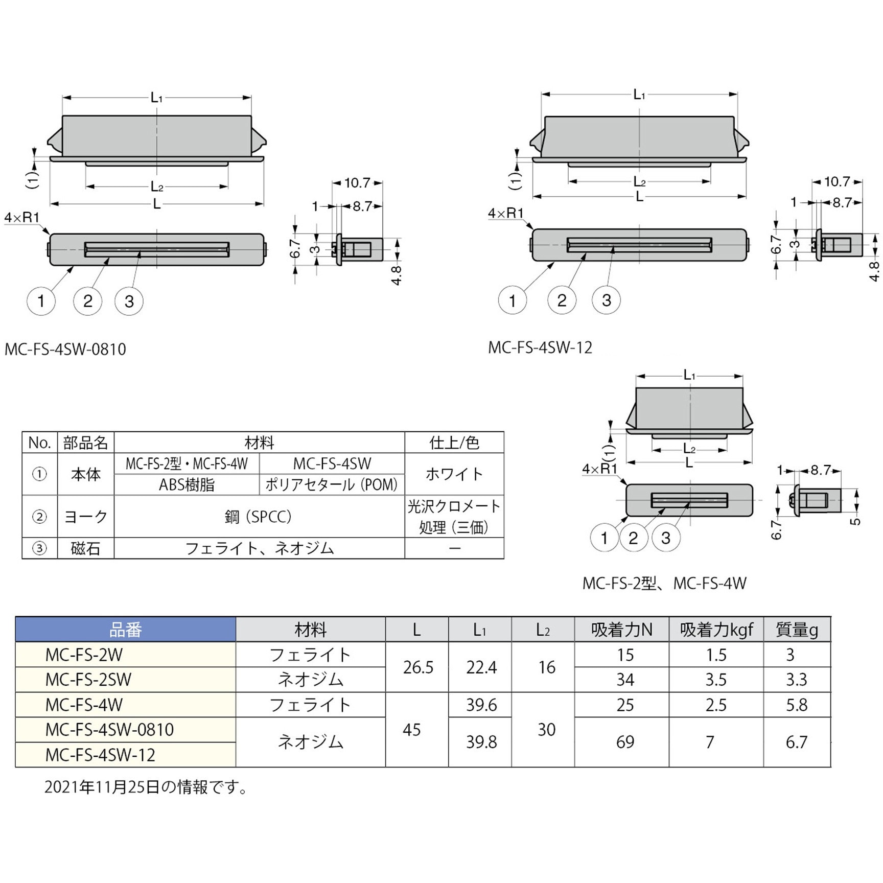 MC-FS-2W キャッチ LAMP(スガツネ工業) 標準タイプ 【通販モノタロウ】