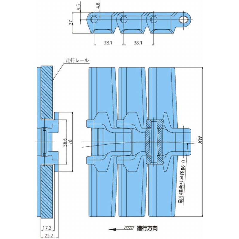 TPUS1143-T-LFB-L プラトップチェーン TPUS形(曲線搬送用) 椿本 TPUS1143-T-LFB-L プラトップチェーン TPUS形(曲線搬送用) 椿本