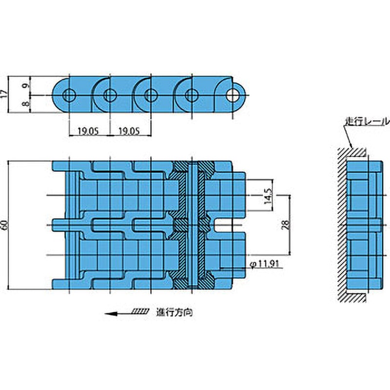 RSP60-2-SUS-JPD プラブロックチェーン 継手ピン 椿本チエイン 列数2