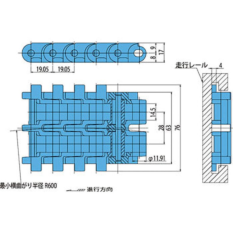 RSP60-2-SUS-JPD プラブロックチェーン 継手ピン 椿本チエイン 列数2