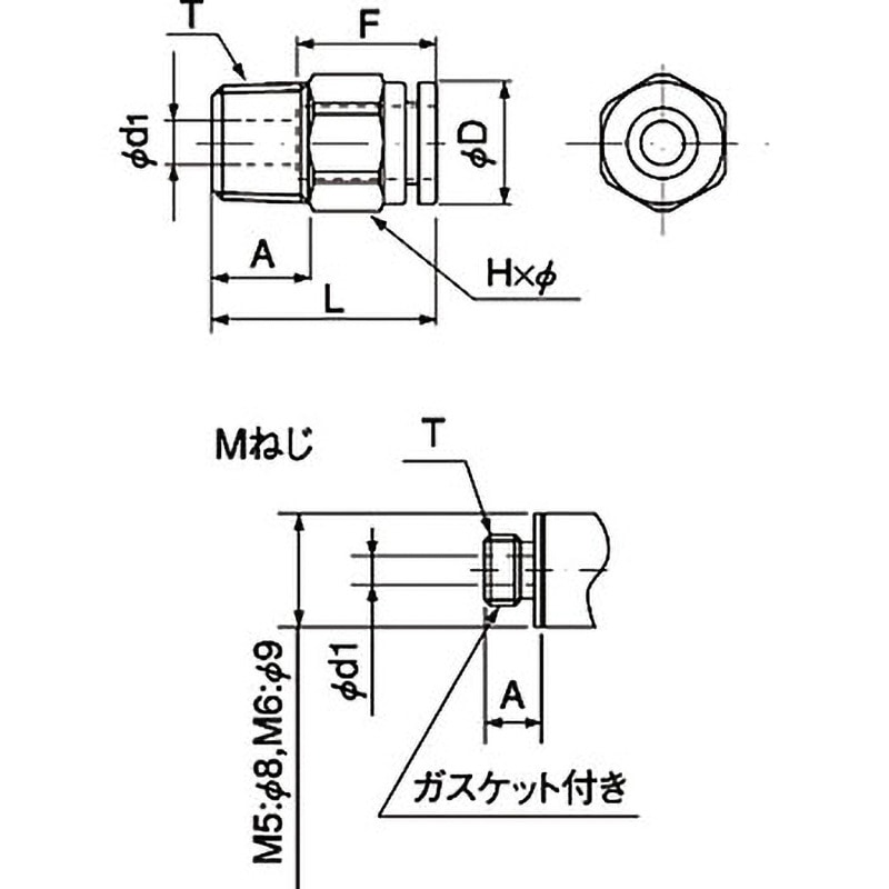 AC12-R1/4 プッシュワン Aシリーズ コネクタ ニッタ 空気 水 適合