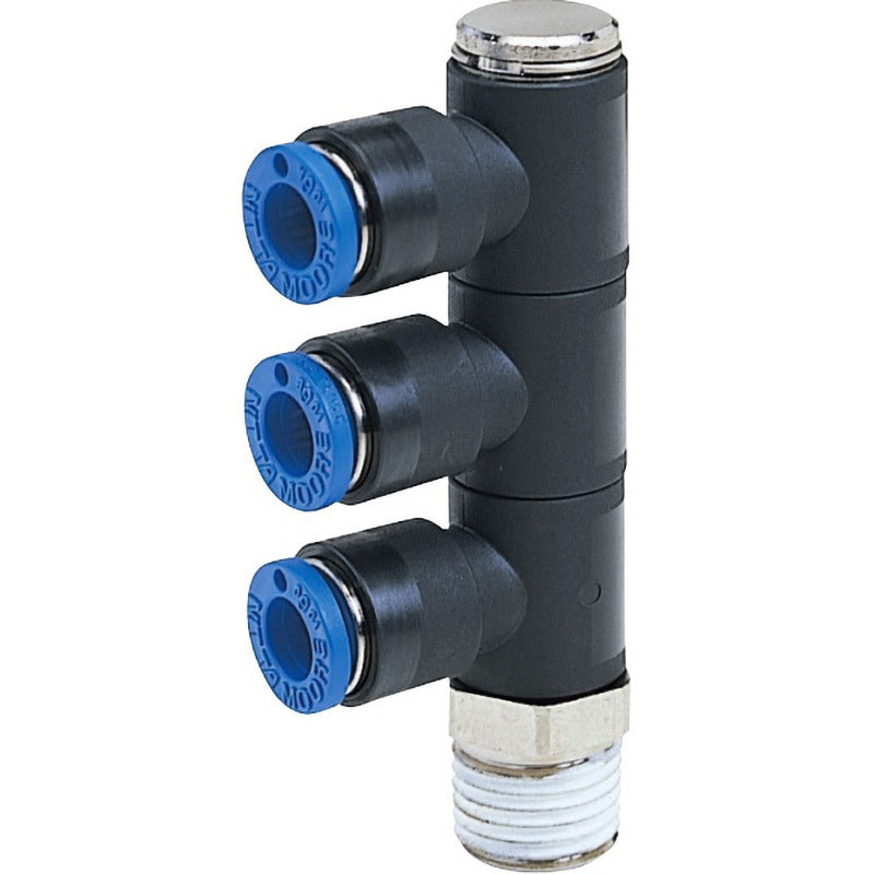 ELTB10-PT1/4 プッシュワン Eシリーズ トリプルユニバーサルエルボ ニッタ ねじの種類R 適合チューブ外径10mmねじサイズR1/4 1袋(5個)