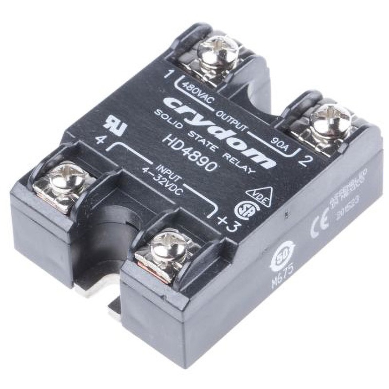 HD4890 SSR，90A rms 48-530Vdc Sensata / Crydom パネルマウント