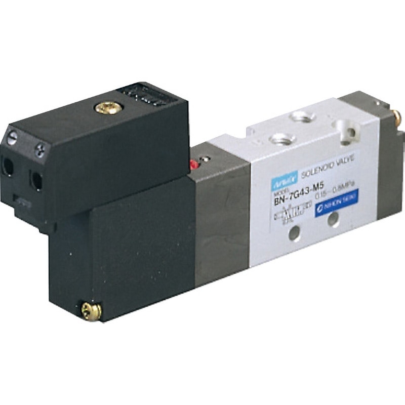 日本精器 4方向電磁弁 M5シングルDC24V7GT ▼395-4421 BN-7GT43-M5-C-F24 1台 4方向電磁弁M5シングルDC24V7GT 日本精器 3954421 直動式4ポート