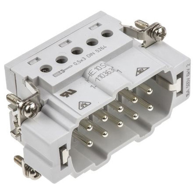 1-1103636-1 TE Connectivity ヘビーデューティパワーコネクタキット HE シリーズ TE Connectivity Japan(旧:TYCOELECTRONICS(タイコエレクトロニクス)) オス コンタクト数10 コネクタインサートタイプ 16A  1箱(5個) 1-1103636-1
