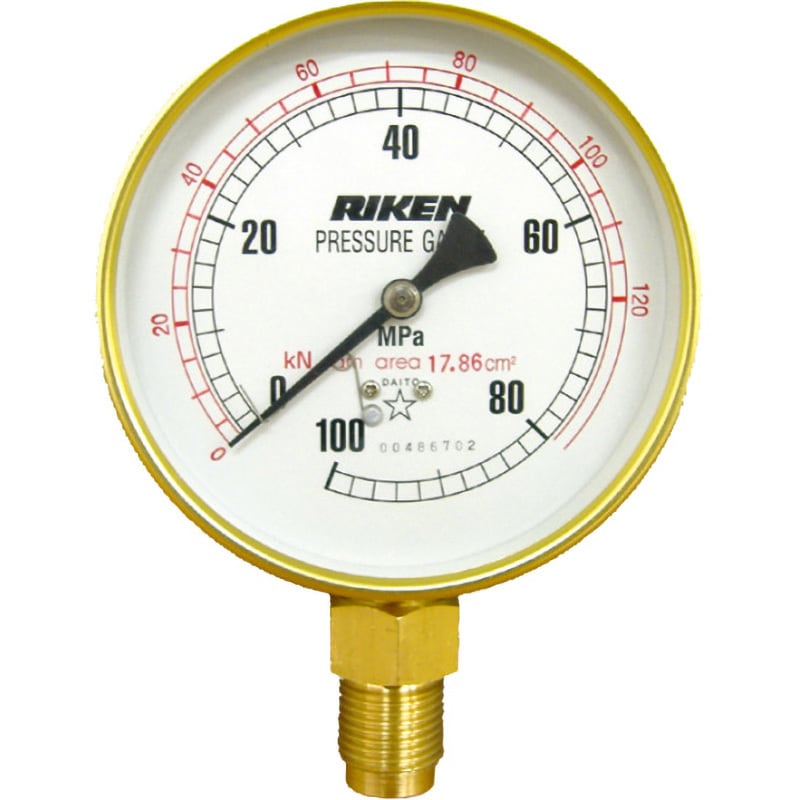 AS100-100KN 圧力計(荷重目盛併記) 1個 理研機器(RIKEN) 【通販サイト