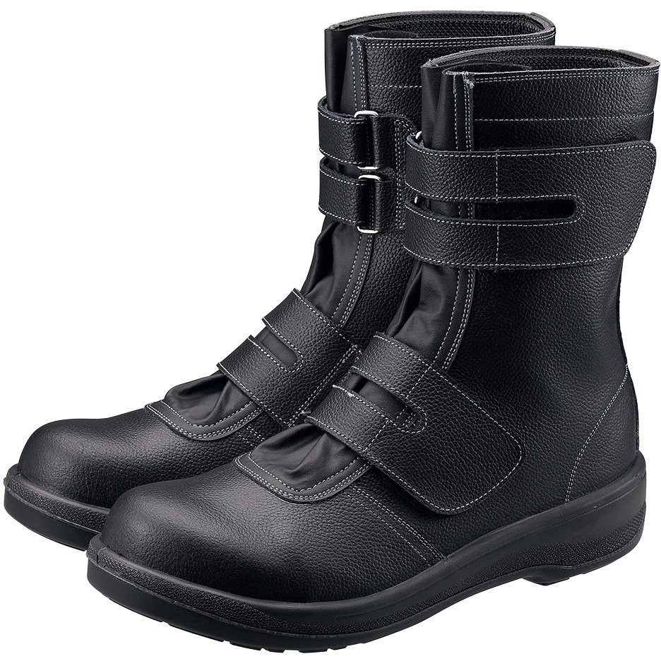 7538黒 安全靴 長編上靴(マジック式) 7538黒 シモン ウレタン底 樹脂製