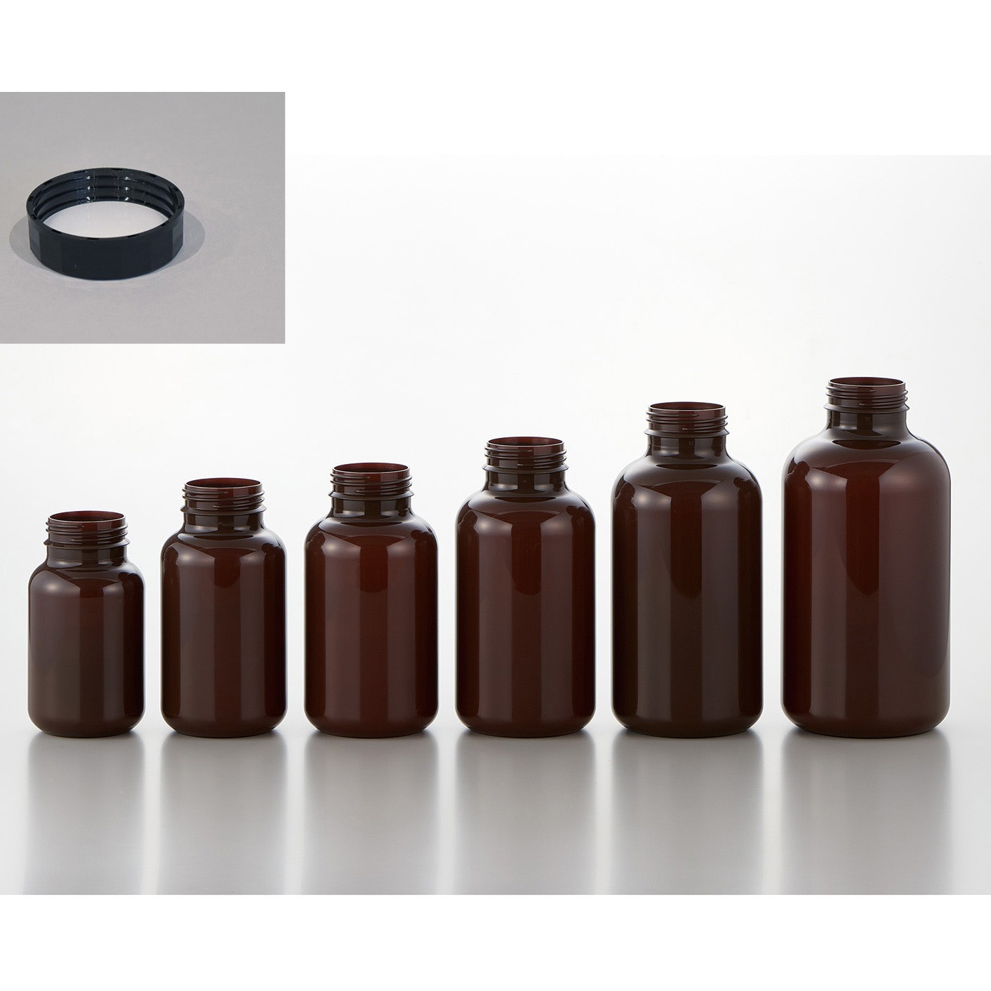 30934 PPボトル(広口茶色)キャップ付 サンプラテック 700mL 呼称SB60WB