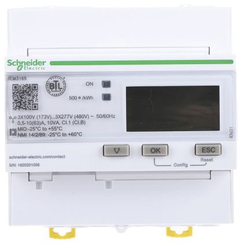 A9MEM3165 デジタル電力計 Schneider Electric LCD パルス出力 Acti 9 iEM3000シリーズ シュナイダーエレクトリック 1個 A9MEM3165