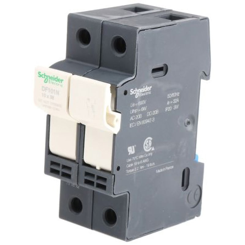 DF101N レール取り付けヒューズホルダ Schneider Electric 32A シュナイダーエレクトリック 適合ヒューズ管サイズΦ10×38mm 1個 DF101N