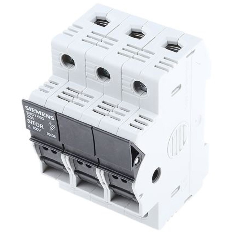 3NC1093 レール取り付けヒューズホルダ Siemens 32A， 690V ac SIEMENS 適合ヒューズ管サイズΦ10×38mm 1袋(4個) 3NC1093